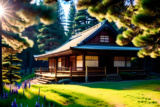 Cottage with pines