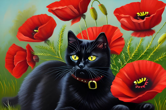 Cat and poppies puzzle