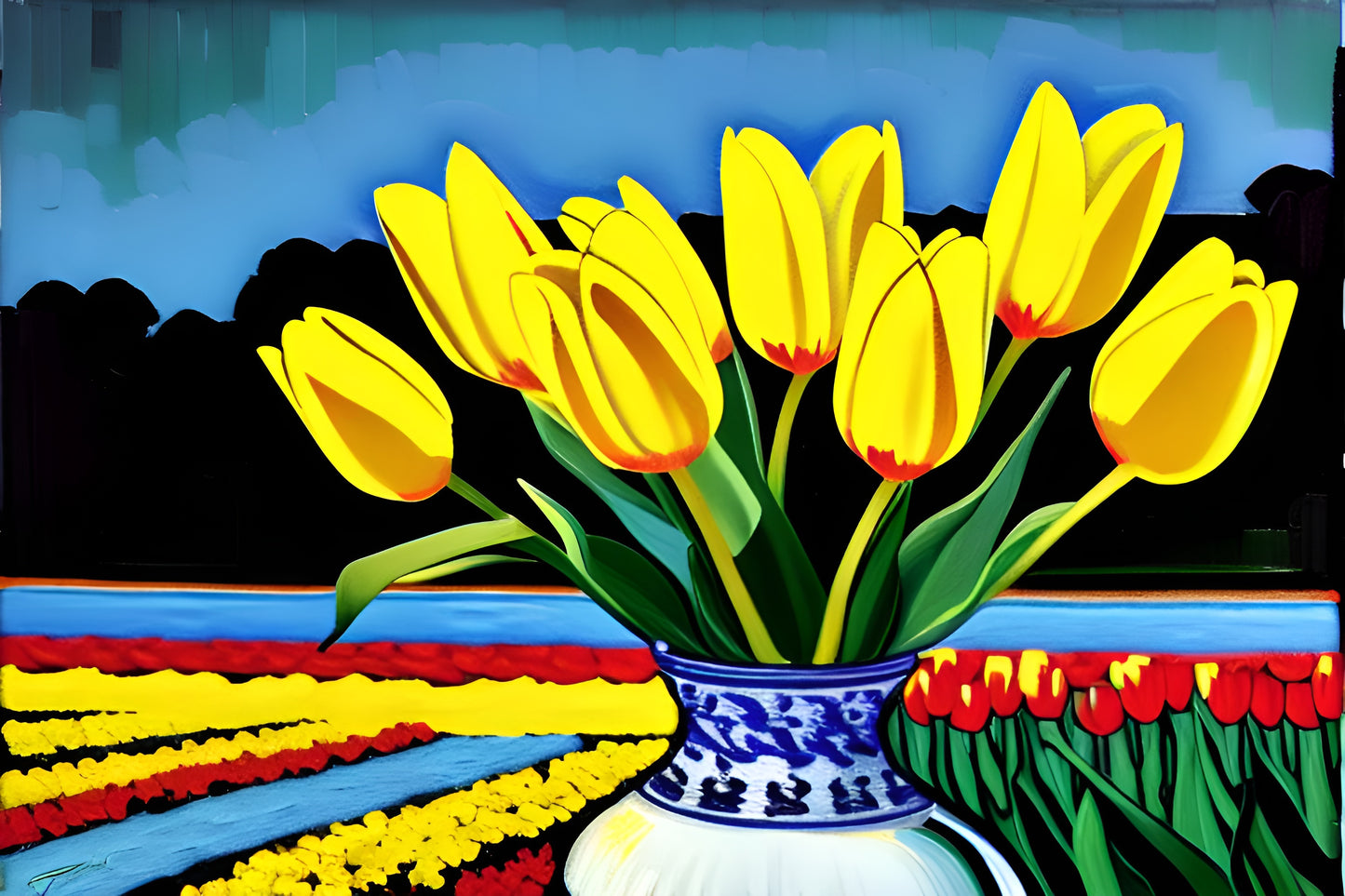 Tulips van Gogh style