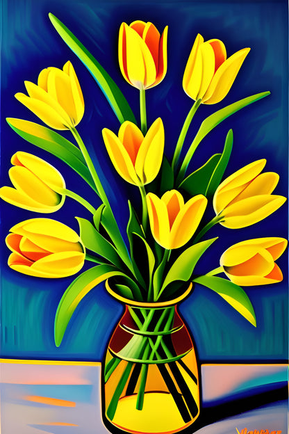 Yellow tulips in vase