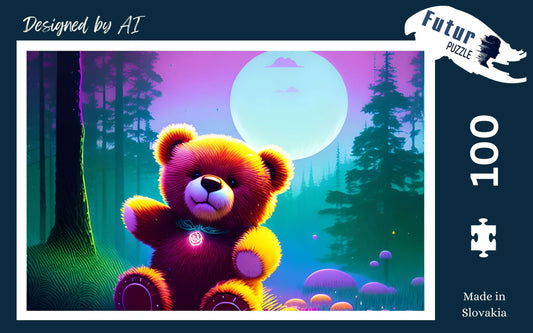 Puzzle Bear at the full moon